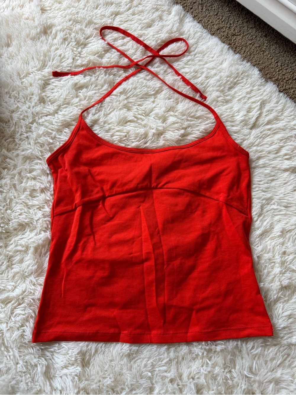 Aritzia Coral Halter Tie-Back Tank Top